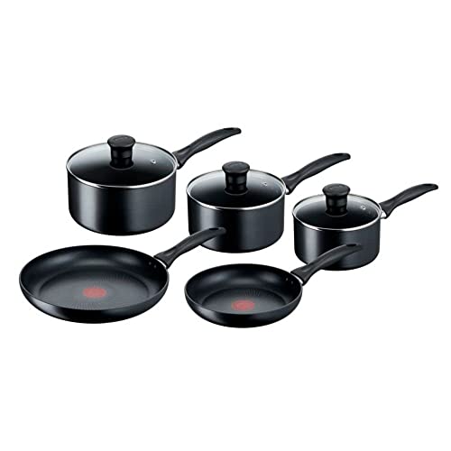 Tefal Juego de utensilios de cocina antiadherentes de inducción, 5 piezas, color negro (G155S544)