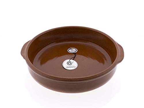 CERÁMICA RAMBLEÑA | Cazuela barro refractario | Cazuela fuego directo | Cazuela cerámica tradicional | Cazuela para horno | Cazuela 32 cm | 36.5x34.5x6.5 cm