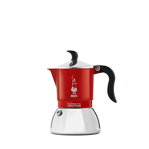 Bialetti Llama Fiammetta Cafetera de inducción, Stainless Steel, Rojo, 2 Tazze