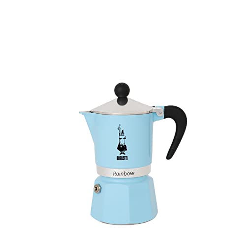 Bialetti Rainbow Cafetera Italiana Espresso, 3 Tazas, Aluminio, Azul