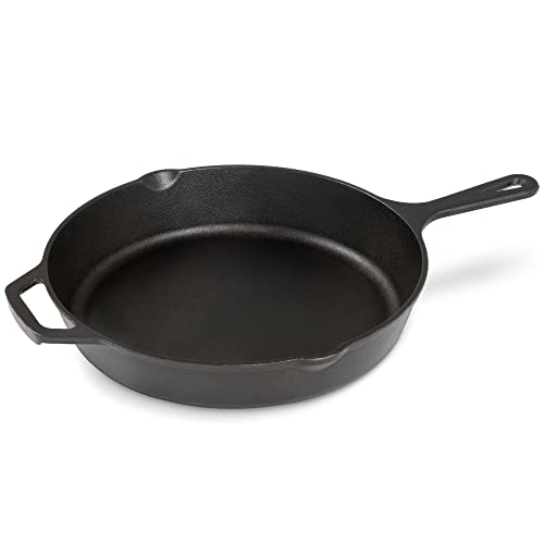 Navaris Sartén de Hierro Fundido 30 cm - Sartén de 2 Asas para horno barbacoa cocina de gas vitrocerámica inducción - Cast Iron Skillet antiadherente con Excelente Retención de Calor