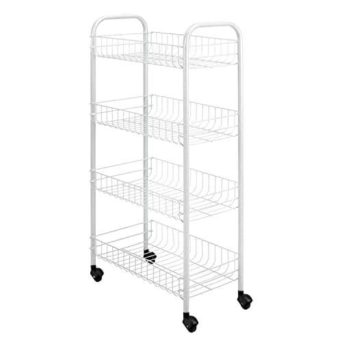 Metaltex PISA - Carro Multiuso 4 Cestas. Incluye Ruedas. Color Blanco. 84x41x23 cm