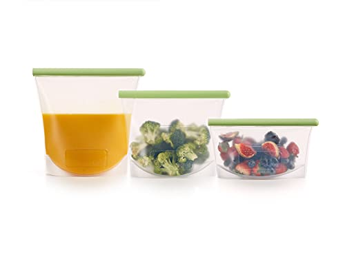 Lékué Kit 3 Bolsas de Silicona, Verde, Kit