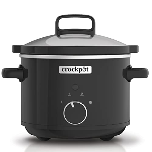 Olla de cocción lenta Crockpot | recipiente de cerámica extraíble y fácil de limpiar | 2,4 litros (1—2 personas) | negra [CSC046X]