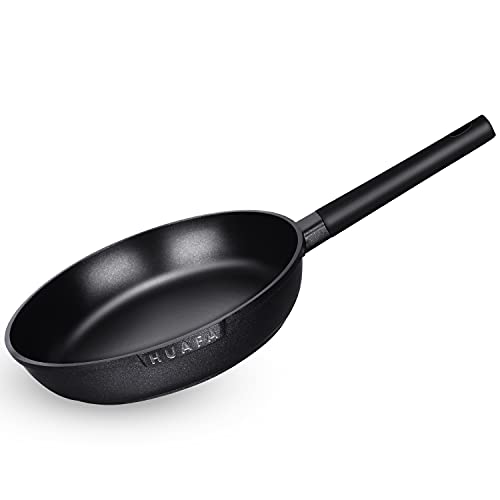 HUAFA Sartén de 28 cm, aluminio fundido con antiadherente, apta para todo tipo de cocinas incluida inducción y horno,Negro (negro, 28 cm)