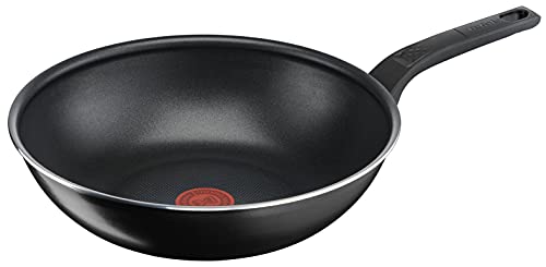 Tefal Easy Cook & Clean B55519 Sartén wok de 28 cm, con revestimiento antiadherente, segura, señal térmica, base estable, cocina saludable, color negro