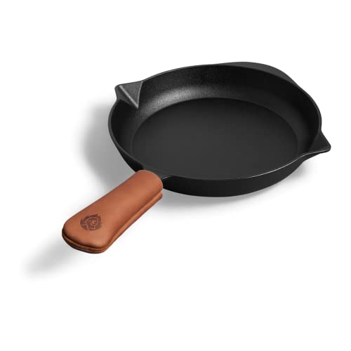 BURNHARD Sartén de Hierro Fundido, Dunda de Cuero para el Mango - 30 cm