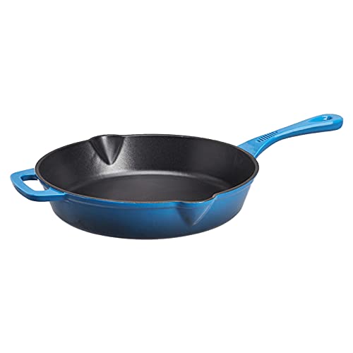 AmazonCommercial Sartén de hierro fundido esmaltado, 25,4 cm, color azul