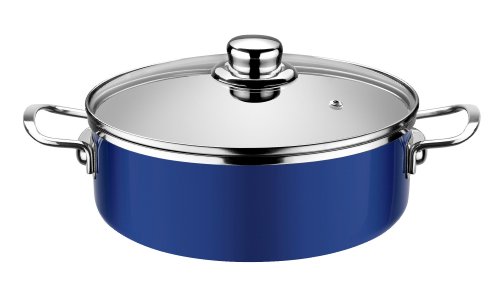 Monix Cobalto - Cacerola baja 20 cm de acero esmaltado azul con antiadherente Teflon® Classic.