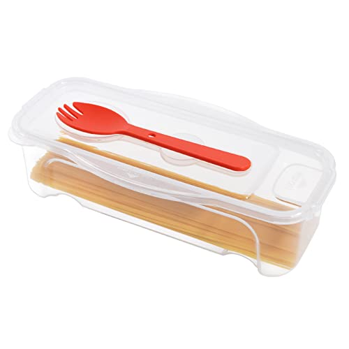 EOIMS Pequeña olla de pasta para microondas con colador, cocina de fideos espaguetis con cuchara y tapa, bote de pasta para microondas para dormitorio, cocina, oficina, sin BPA