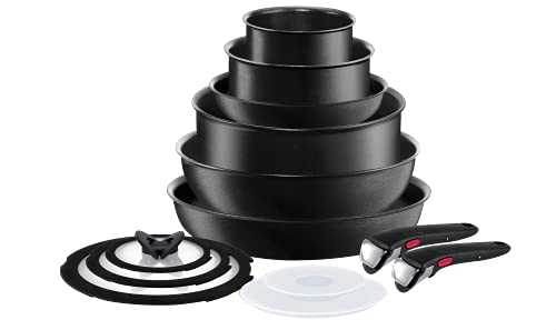 Tefal Ingenio Talent Set de 6 Piezas con Dos Mangos, Aluminio, Negro, 28 cm, 13