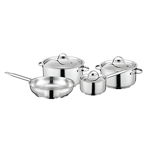 BergHOFF Essentials Juego de ollas de 7 piezas con tapa de acero inoxidable Comfort