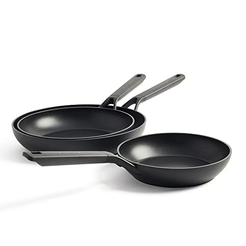 KitchenAid Classic Forged Juego de Sartenes de Cerámica Antiadherente de 20 cm, 24 cm y 28 cm, Inducción, Apto para Horno y Lavavajillas, Color Negro