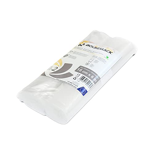 Rollo gofrado de envasado al vacío (15cm x 6 metros) (2 uds.) para Todo Tipo de envasadora doméstica, Foodsaver, Lacor, Caso, Silvercrest, etc.