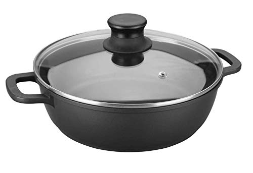 Lacor - 25832 - Cacerola Baja con Tapa de Cristal Forte de 32 cm Aluminio - Negro