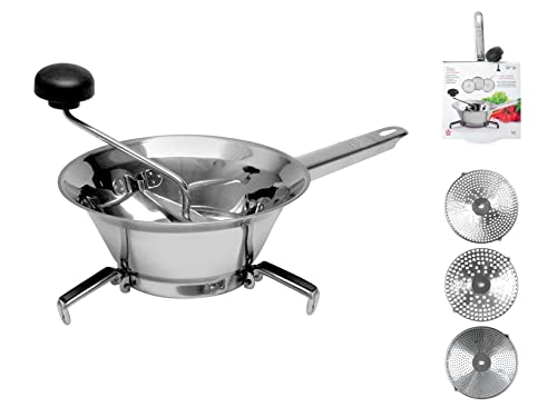HOME Trio Passaverdura con 3 Dischi, Acciaio INOX, 20 cm
