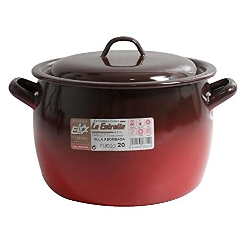 Esmaltaciones La Estrella Fuego - Olla abombada con tapa, 20 cm, 5 L