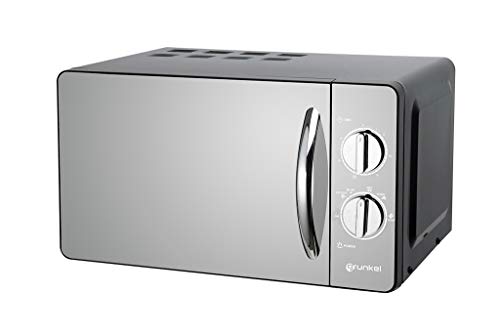 Grunkel - Microondas de 20L de Capacidad con acabado en espejo y 6 niveles de potencia 700W - MW-20ESP - Función descongelación y temporizador hasta 30 minutos - 700W - Negro espejo