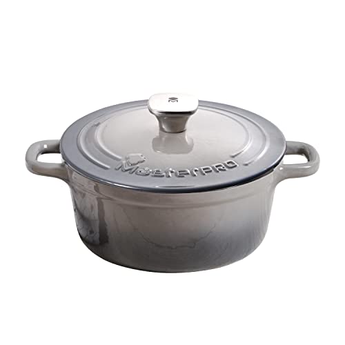 MasterPro Unique | Cacerola de Cocina de 27cm con Tapa | Color Blanco | Fabricada con Hierro Fundido | Asas Ergonómicas | Cazuela de Cocina | Compatible con Todo Tipo de Cocinas