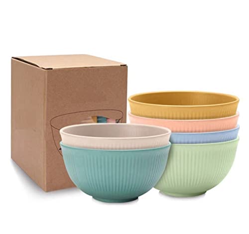 Goevcclei Paquete de 6 cuencos de plástico,irrompibles para pasta, vajilla, para Cereales, Ensaladas, Sopas de Plástico Ultraresistente a las Caidas, Fácil de Lavar.