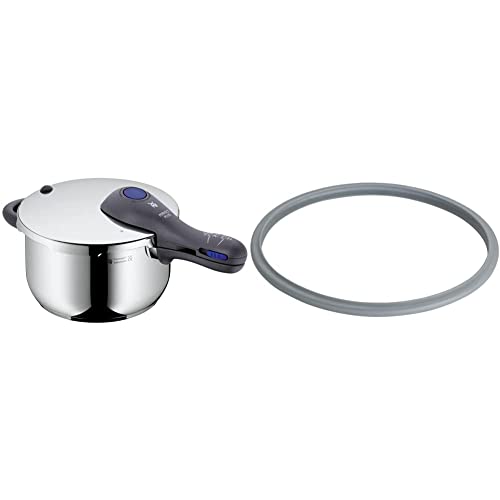 WMF Perfect Plus - Olla Rápida 22 cm de diámetro, 4 litros y medio, Acero Inoxidable para inducción & Perfect Plus Junta de Goma para Tapa, Silicona, Gris, 22 cm