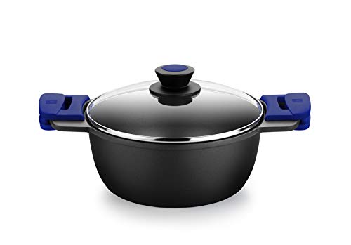 BRA Advanced Cacerola 20 cm, Aluminio Fundido con Antiadherente, sin PFOA Reforzado de Rendimiento Superior y Resistencia a los arañazos y a la abrasión, Inducción, Negro Y Azul [Amazon Exclusive]