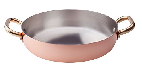 Pentole Agnelli ALCU11045 Cacerola de cobre liso estañado a mano con 2 asas de latón, 45 cm