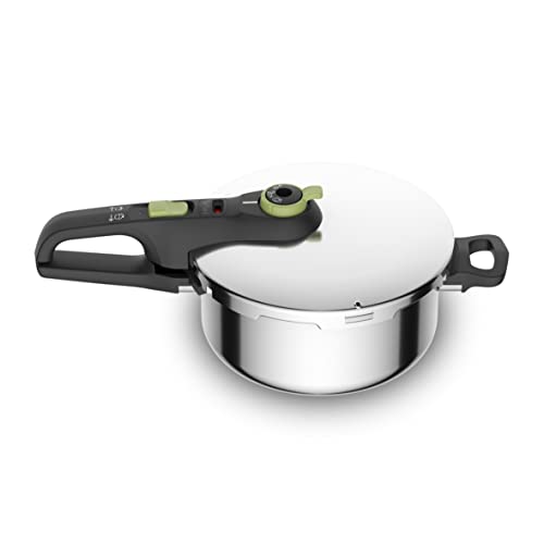 Tefal Olla a presión Secure Trendy 4L - Dos programas, verdura y carne, comidas más rápidas, resultados tiernos, tapa de cocción a presión, compatible con inducción, hasta 4 personas