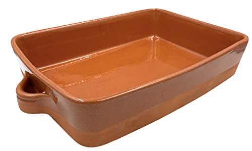 Cazuela besuguera tartera olla rectangular alta en barro esmaltado (nº 42-44 x 29 x 8,5 cms)