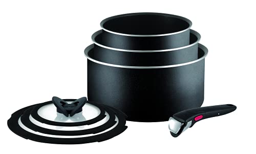 Tefal Ingenio Essential - Set de 7 ollas (con Tapas), Color Negro