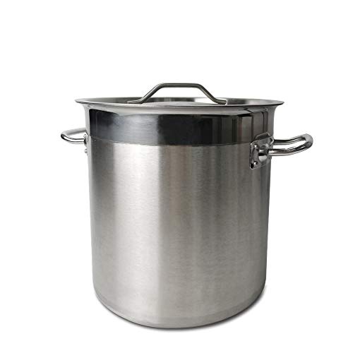TAIMIKO - Olla de acero inoxidable con tapa de 3 capas,fondo de compuesto, olla profunda para servir sopa,sartén para hervir 3 MODELOS a elegir (25L-32cm)