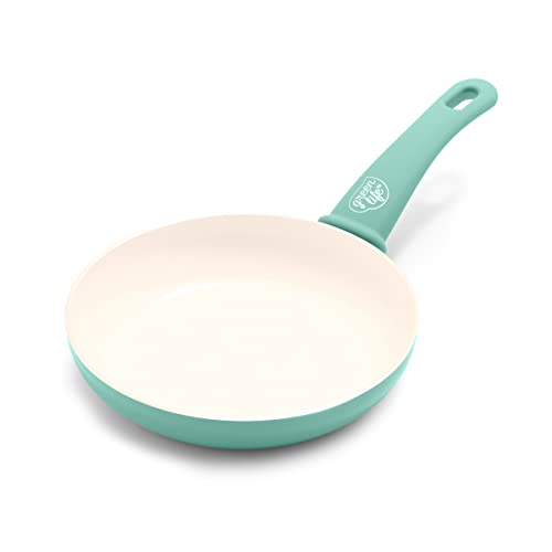 GreenLife Soft Grip Sartén de cerámica antiadherente de 20 cm, sin PFAS, apta para lavavajillas, turquesa