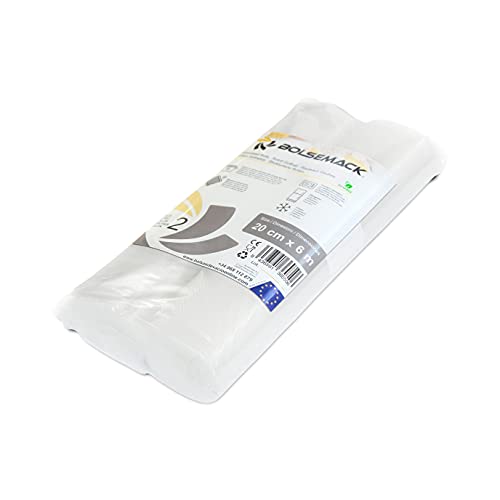 Rollo gofrado de envasado al vacío (20cm x 6 metros) (2 uds.) para Todo Tipo de envasadora doméstica, Foodsaver, Lacor, Caso, Silvercrest, etc.