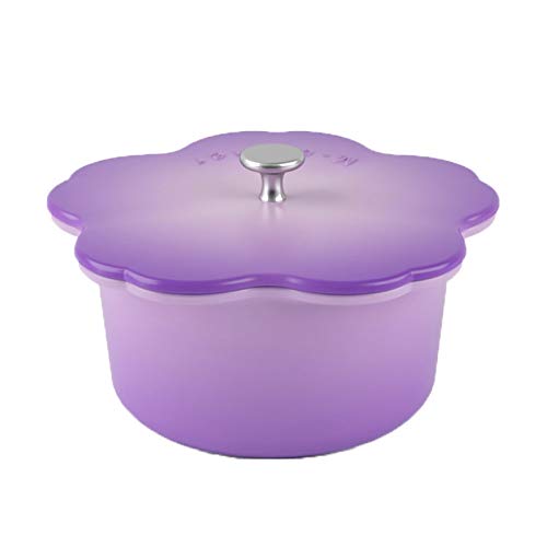 ollas cocina Olla de hierro fundido esmaltado con mango dual y cubierta de cazuela de cazuela clásico horno holandés 2.2l bandeja antiadherente para la casa olla para estofados ( Color : Purple )