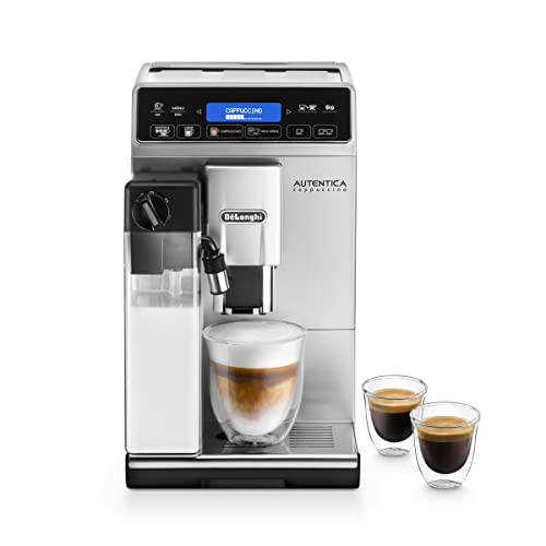 De'Longhi Autentica Cappuccino - Cafetera Superautomática, Depósito para Leche, Espumador de Leche, Recetas Automáticas, Pantalla LCD y Panel Táctil, 1450 W, ETAM 29.660.SB, Plata