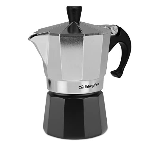 Orbegozo KFM 330 – Cafetera italiana de aluminio, 3 tazas de capacidad, negro y silver