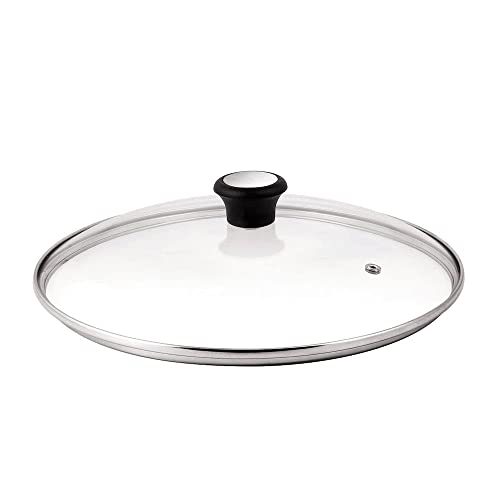 Tefal Tapa cristal 24 cm 280976 Tapa de cristal con ventilación de vapor integrada, pomo cómodo, apta para sartenes, ollas y guiseras