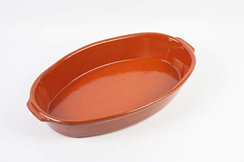 ARTESANIAROCA Cazuela de Barro Ovalada Nº2 Tamaño Exterior 38,8 x 22cm. Interior 35,5 x 19,5cm. Altura 6cm.