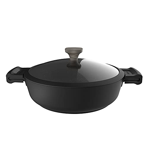 Cecotec Olla baja Polka Excellence 28 Low Pot Force. Diámetro 28 cm, Aluminio Fundido, Revestimiento antiadherente, Apta para todo tipo de Cocinas y Lavavajillas, Fondo indeformable