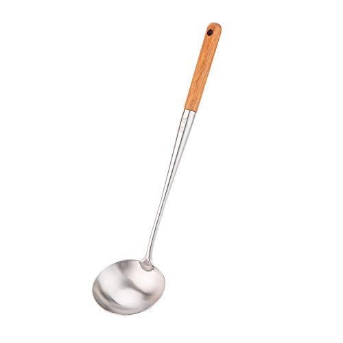 Cucharón para sopa, 43,16 cm cucharón para wok, espátula wok de acero inoxidable 304.