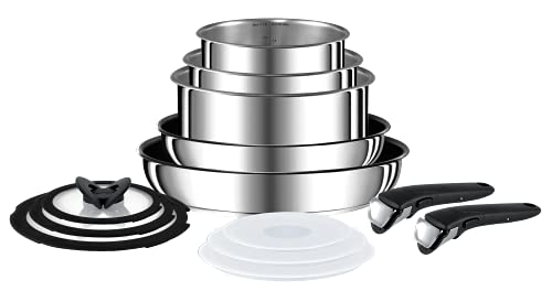 Tefal Set de cacerolas Ingenio, Acero Inoxidable, Metalizado, 39 x 39 x 28 cm