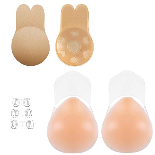 Sujetador Invisible Adhesivo Push Up Silicona, 2 Pares Bra Sujetador Tape Sexy Strapless Impermeable Respirable Reutilizable Cómodo C/D