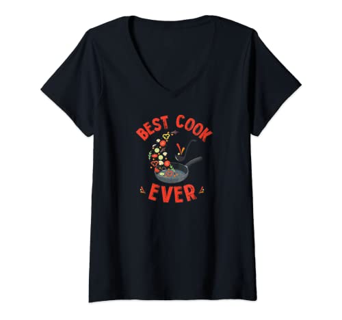 Mujer EL MEJOR COCINE, saltear las verduras en la sartén Camiseta Cuello V