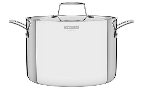 TRAMONTINA - Olla Grano, Alta y de Terminación Brillante, de Acero Inoxidable, con Cuerpo Triple y Tapa, 24 cm y 7,7 L