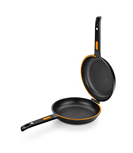 BRA Efficient Duo- Sartén doble 20 cm para tortillas,aluminio fundido con antiadherente sin PFOA, aptas para todo tipo de cocinas incluida inducción