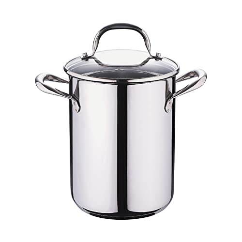 BERGNER Gourmet | Cacerola de Cocina Para Pasta | Cazuela Con Tapa de Cristal, Escurridor y Capacidad de 4,2L | Acero Inoxidable | Muy Resistente, Fácil de Limpiar y Para Todo Tipo de Cocinas