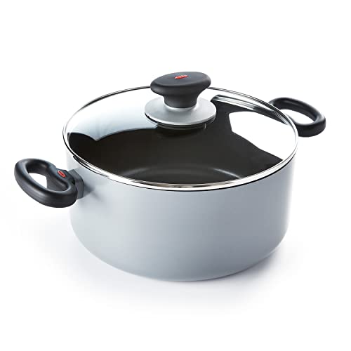 OXO Softworks cacerola antiadherente con tapa, 24 cm, revestimiento antiadherente de 3 capas de desarrollo alemán, inducción, apto para lavavajillas, gris