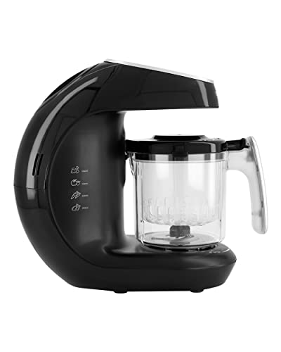 Twistshake 6in1 Robot de Cocina Infantil V2, Multifuncion Procesador de Alimentos para Bebé Destete, licuadora Molino Vaporizador Descongelador, Negro