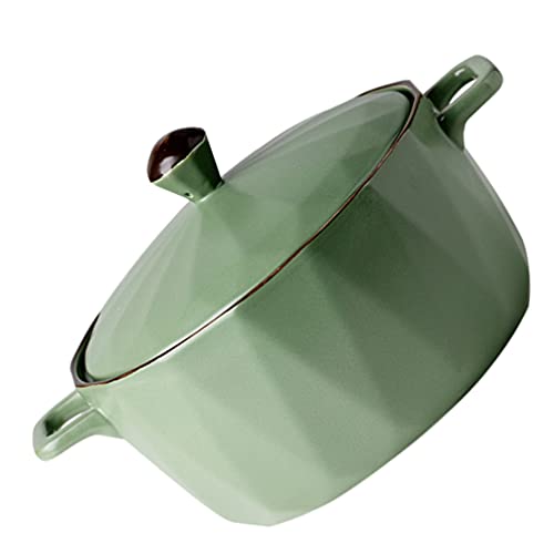 Cabilock 7. Cazuela de Cerámica de 5 Pulgadas con Cazuela Antiadherente con Asas Y Tapa Redondo de Cerámica Cazuela de Barro Olla de Cerámica para Hornear con Cubierta de Regalo para