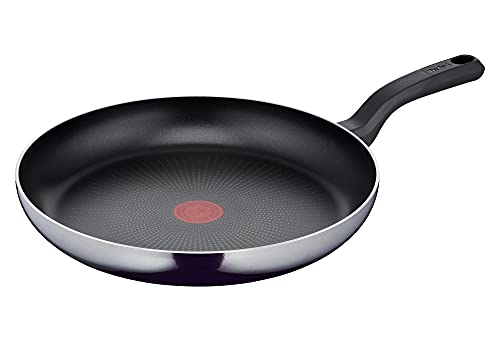 Tefal D52608 Resist - Sartén (32 cm, revestimiento antiadherente de titanio, indicador de temperatura de señal térmica, fácil limpieza, tecnología de protección contra llamas, color negro